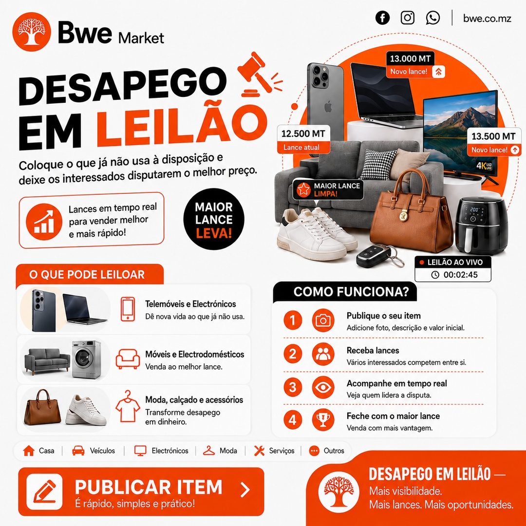 Desapego em Leilão — coloca o que já não usas à disposição e deixa os interessados disputarem o melhor preço